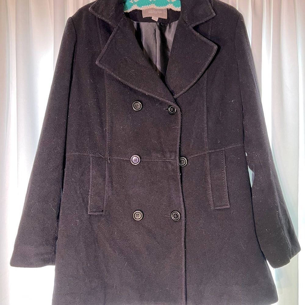 Croft & Borrow Black Pea Coat